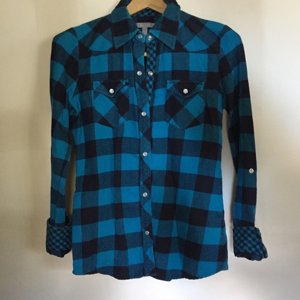 Blue and black Delia*s flannel